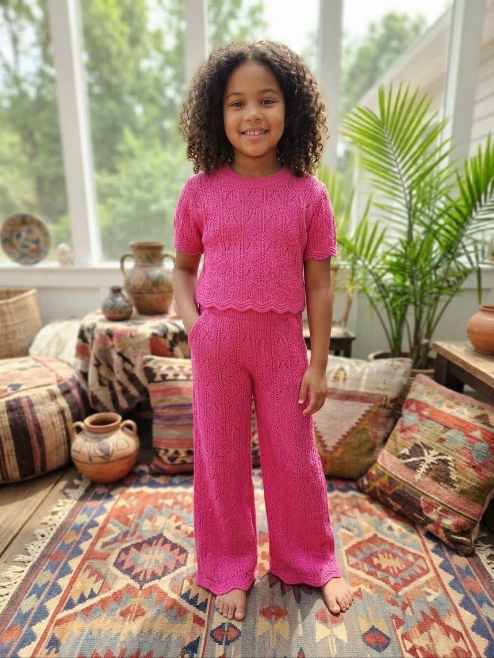 Jessica Simpson Hot Pink Knit Pant & Top matching set, Size 6x, NWT